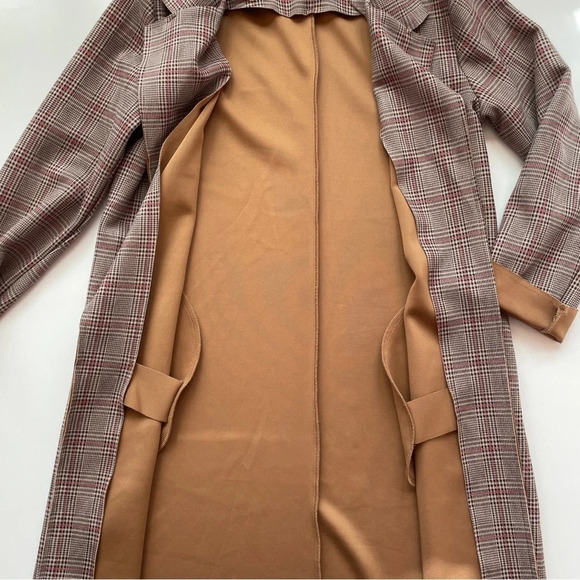 Papaya Plaid Open Front Tan Neutral Coat for Fall Size Medium - Picture 11 of 14